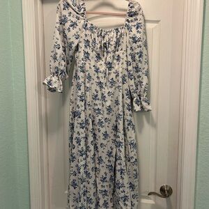 Floral Blue and White milkmaid Dress